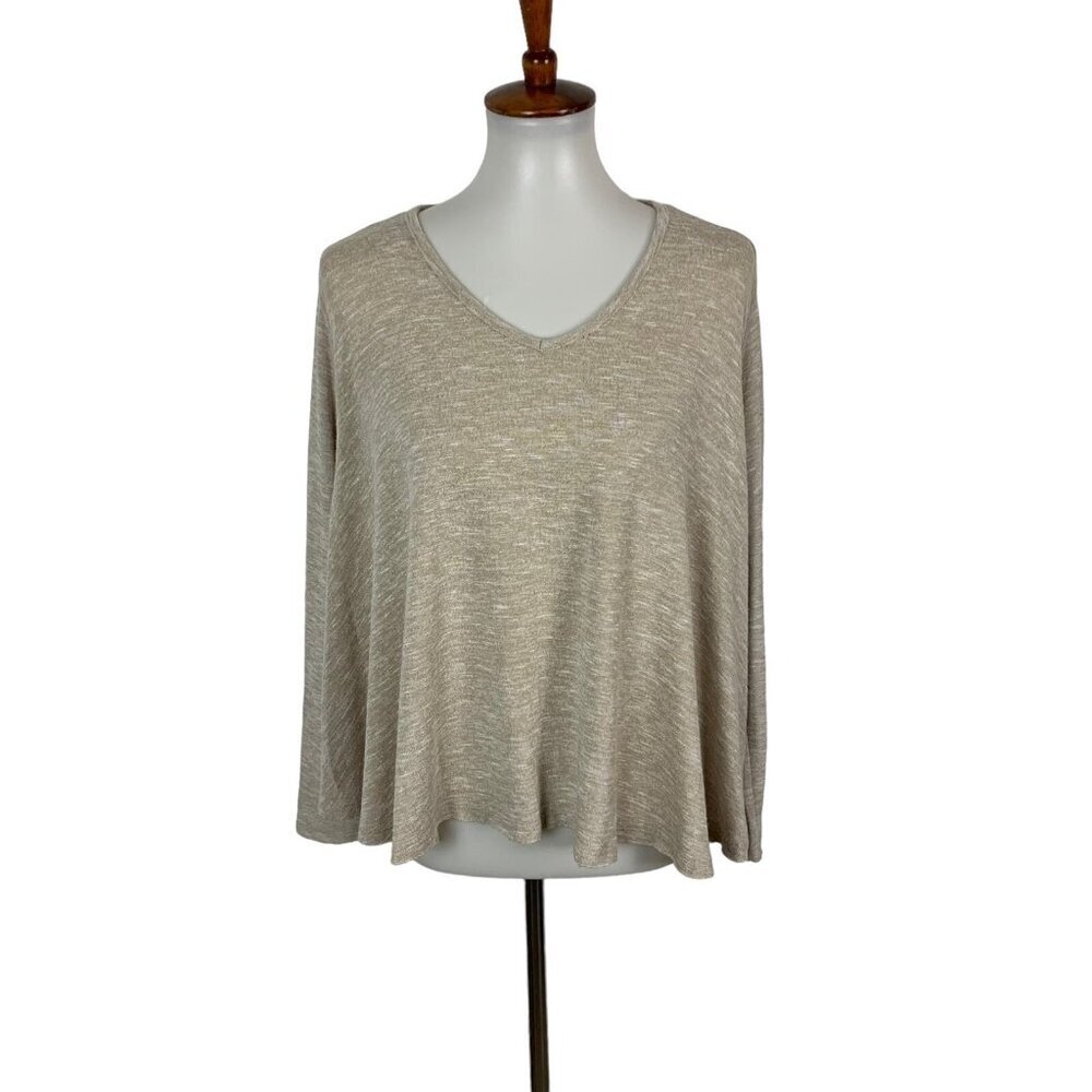 We The Free Beige Slouchy V Neck Knit Pullover Lightweight‎ Top XS